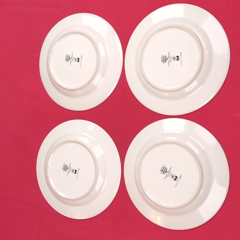 Tabletrendz By Sakura Stoneware Salad Plates And Latch Canister Floral Applique - Picture 12 of 17